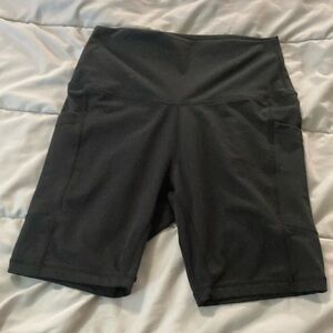 Black Form-Fitting Bike Shorts with High Waist